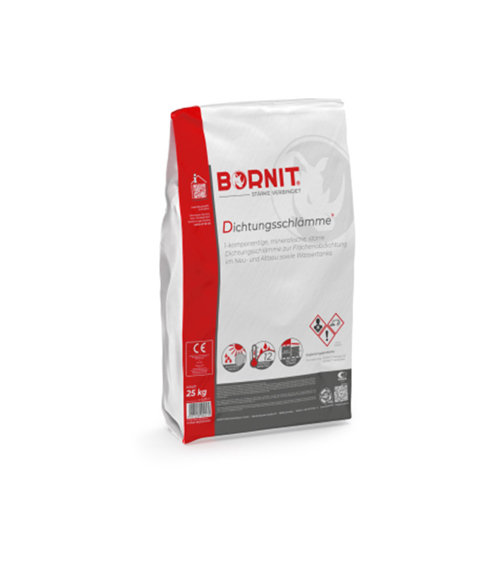BORNIT – Dichtungsschlämme BORNIT Silna marka w budownictwie BORNIT – Dichtungsschlämme - służy do uszczelnień elementów budynków i budowli przed wilgocią występującą od strony podłoża, wodą infiltracyjną oraz wodą pod ciśnieniem.